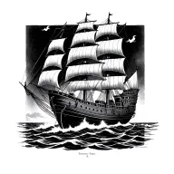 black pearl ship sailing tattoo design idea