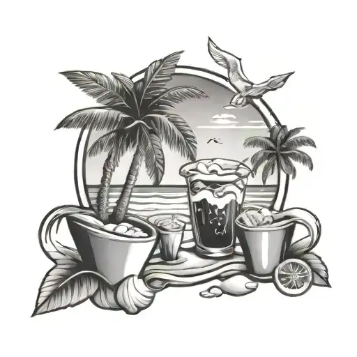 tattoo for residents of 1158 with a beach and drinks theme  tattoo design idea