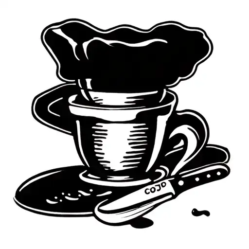 espresso and chefs knife tattoo design idea