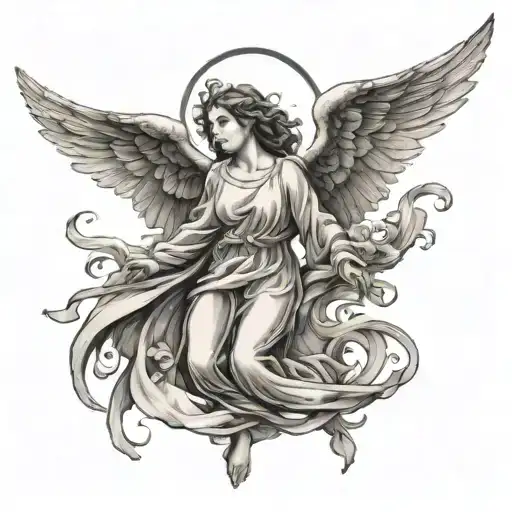 angel flying tattoo design idea