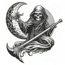grim reaper with moon  tattoo design idea