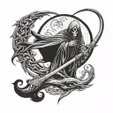 grim reaper with moon  tattoo design idea
