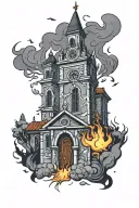 Burning Church tattoo design idea