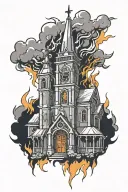 Burning Church tattoo design idea