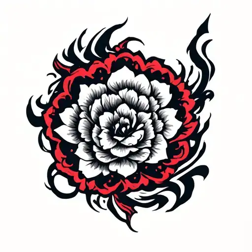 cyber sigilism tribal Japanese tattoo design idea