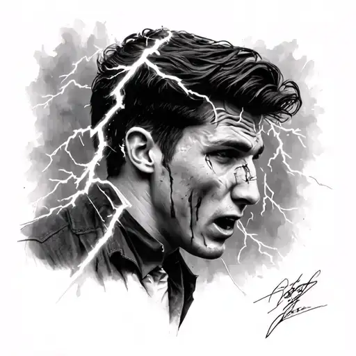 Alex turner, crying a lightening bolt tattoo design idea