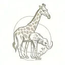 giraffe and elephant tattoo design idea