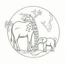 giraffe and elephant tattoo design idea
