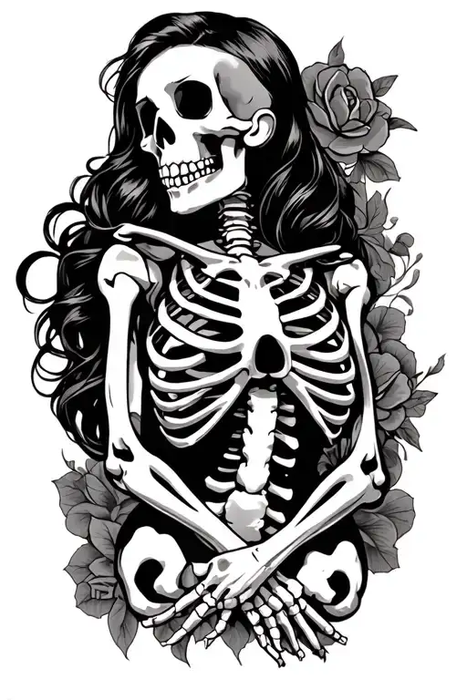 Pinup skeleton tattoo design idea
