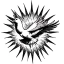 dove flying sun rays shining tattoo design idea