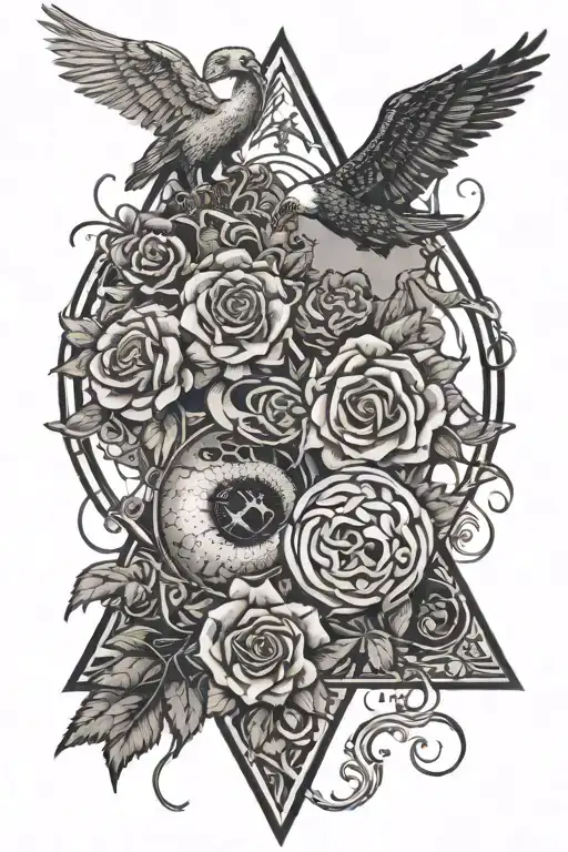 Snake Roses Pyramid Trees Roses eagles Moons Stars Waterfalls eyeball wheelchair cross yinyang snake rose tattoo design idea