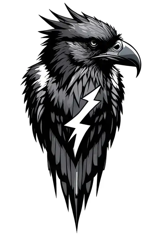 Viking crow lighting bolt tattoo design idea