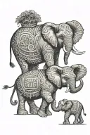 3 elephants walking togther tattoo design idea
