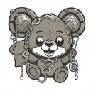Design a Sketch for an iPhone Teddy Bear Emoji Tattoo with Singer Duki's Tattoos, with a Chain tattoo design idea