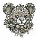 Design a Sketch for an iPhone Teddy Bear Emoji Tattoo with Singer Duki's Tattoos, with a Chain tattoo design idea