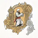 imam ali lifting the gate tattoo design idea