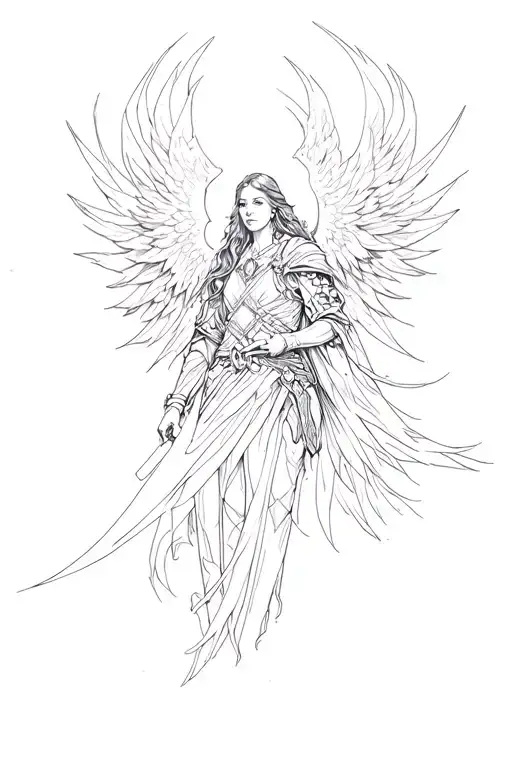heavenly fantasy war tattoo design idea