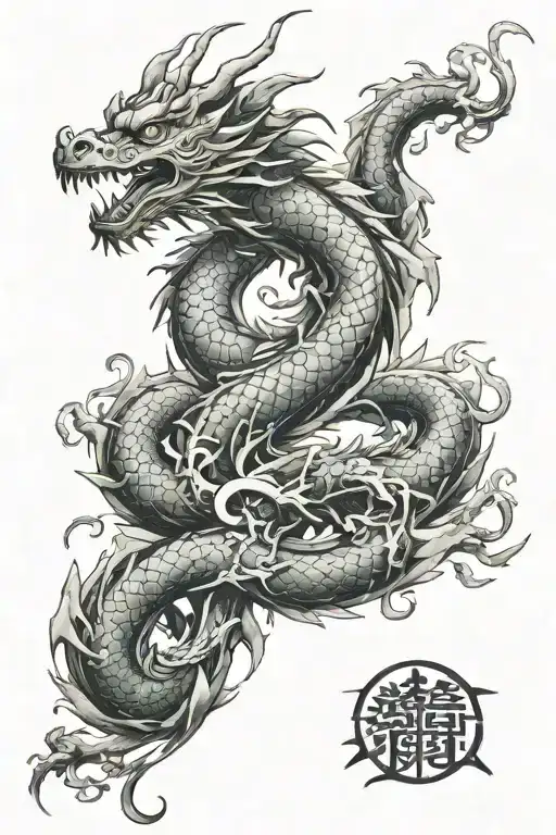 Water Chinese dragon tattoo design idea