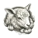 delicate lamb laying down fine line tattoo design idea