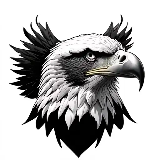 Bald eagle tattoo with incredibly realistic and showcase a fierce, aggressive look. tattoo design idea