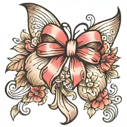 girly feminine bow tattoo design idea