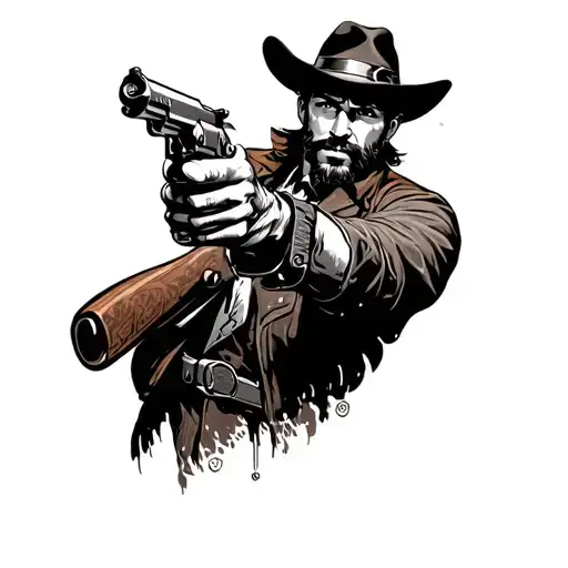 Arthur morgan pointing a gun tattoo design idea