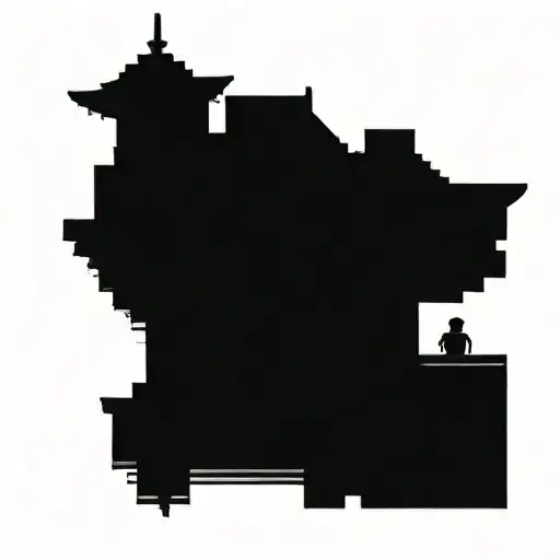 a pagoda coming out of an omamori charm tattoo design idea