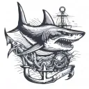 shark with anchor tattoo design idea