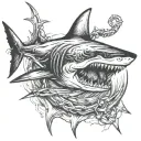 shark with anchor tattoo design idea