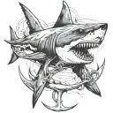 shark with anchor tattoo design idea