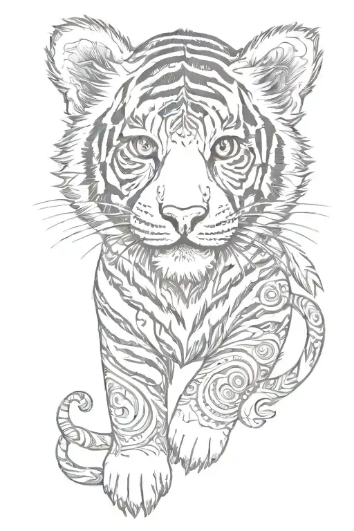 tiger cub include mandalas tattoo design idea