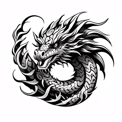 Polynesian Dragon tatau tattoo design idea