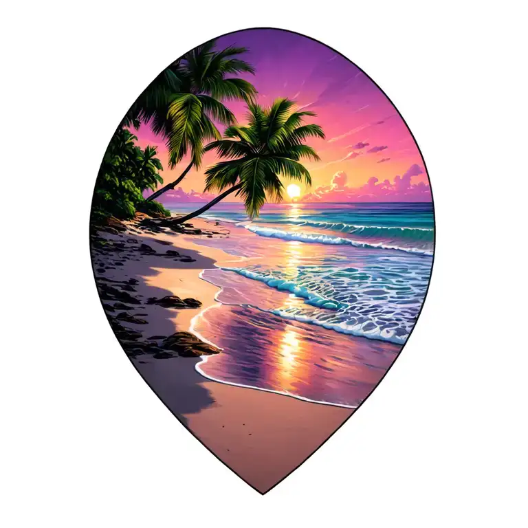 Guanacaste Costa Rica Sunset Beach with pinks and purples tattoo design idea