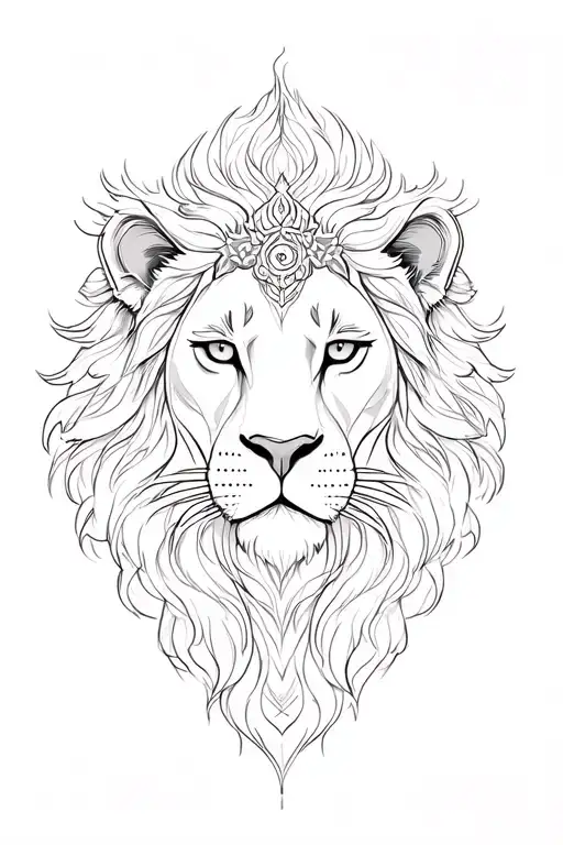 Goddess Lion tattoo design idea