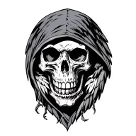 hooded skull angel tattoo design idea