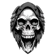 hooded skull angel tattoo design idea