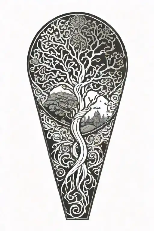 virgo sign, Gaelic, tree of life intertwined tattoo design idea