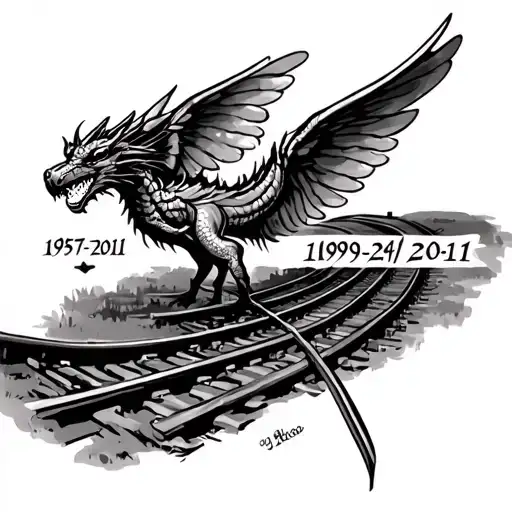 Angel wings, train tracks, dragon fly, 1957-2011, 1979-2024, a family saying tattoo design idea