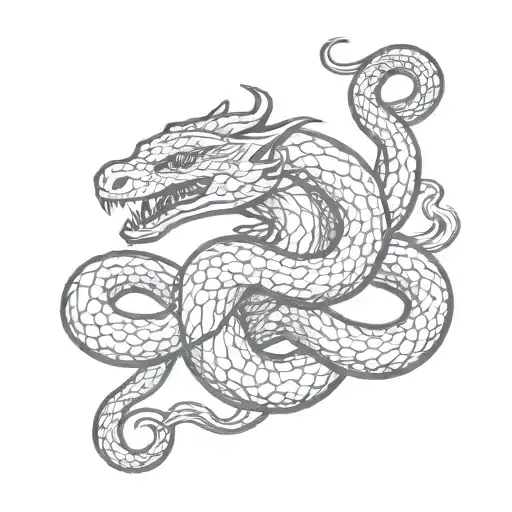 snake with dragon tattoo design idea