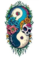 "Lenny Vince" day of the dead ying yang tattoo design idea