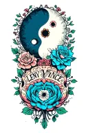 "Lenny Vince" day of the dead ying yang tattoo design idea