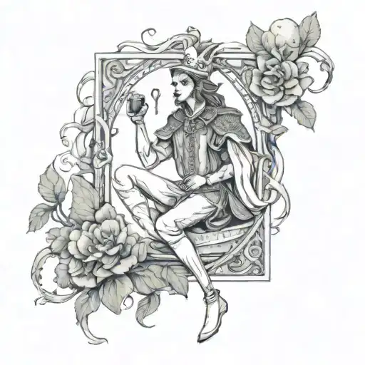 gothic tarot card the fool tattoo design idea