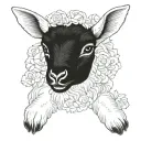 delicate lamb laying down fine line tattoo design idea