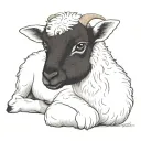 delicate lamb laying down fine line tattoo design idea