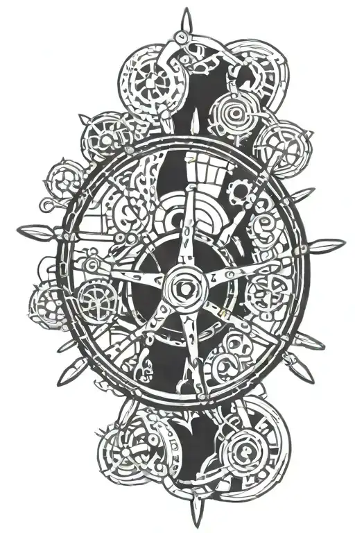 3D steering wheel combined tattoo design idea