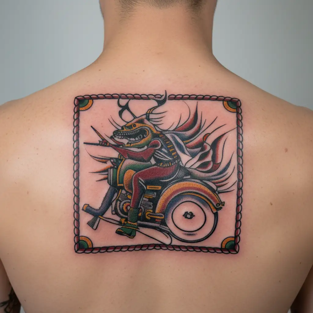 motorcycle, engine, redneck tattoo design idea