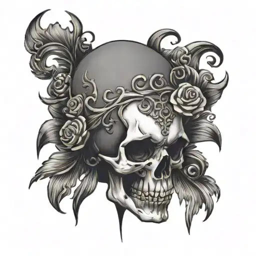 Side Profile Skull surrounded tattoo design idea