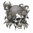 Side Profile Skull surrounded tattoo design idea