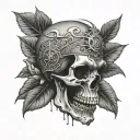 Side Profile Skull surrounded tattoo design idea