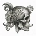 Side Profile Skull surrounded tattoo design idea